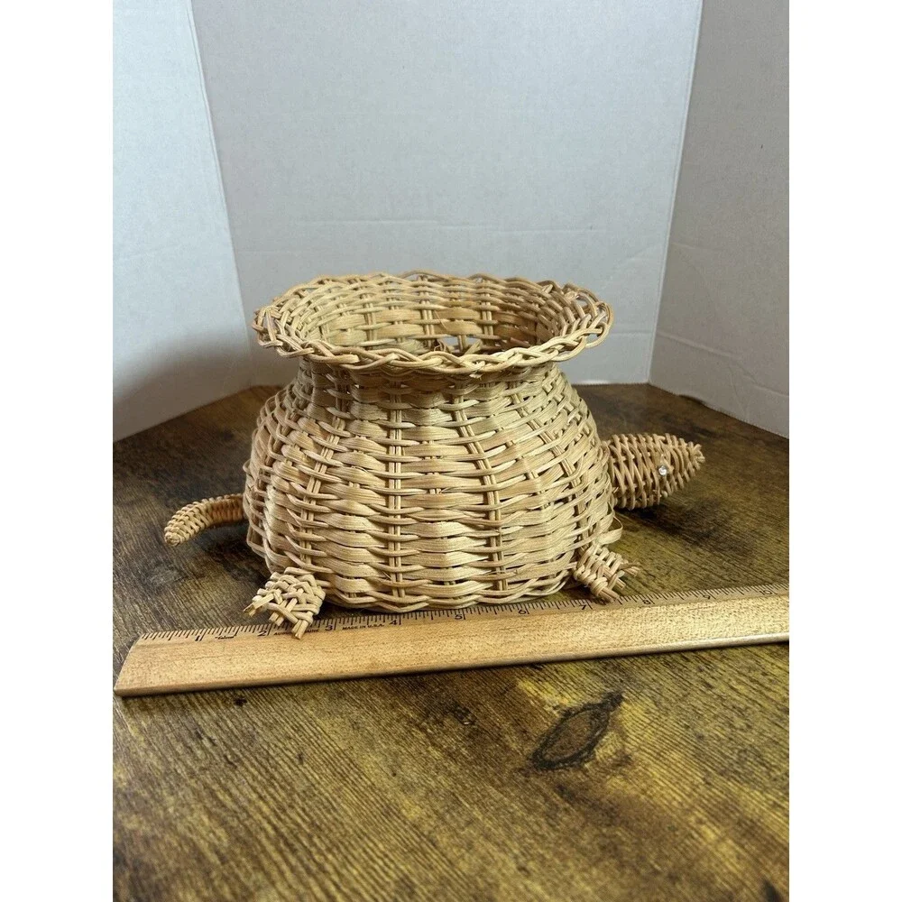 Vintage Turtle Shaped Basket Lightweight Decorative Storage Bowl 10” Long